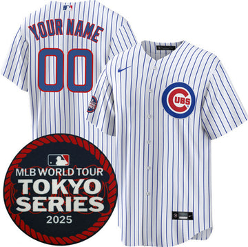 Custom Chicago Cubs white Home jersey