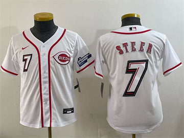 Spencer Steer Cincinnati Reds white Classic jersey