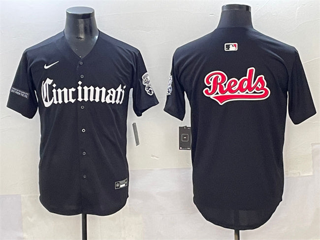Team Big Logo Cincinnati Reds black City Edition jersey