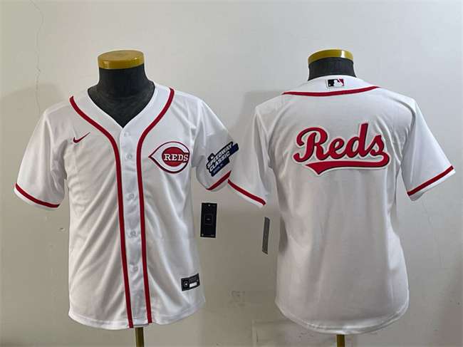 Team Big Logo Cincinnati Reds white Classic jersey