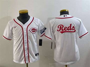 Team Big Logo Cincinnati Reds white Classic jersey