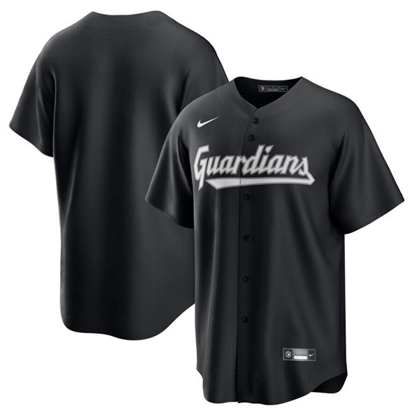 Custom Cleveland Guardians black Lights Out jersey