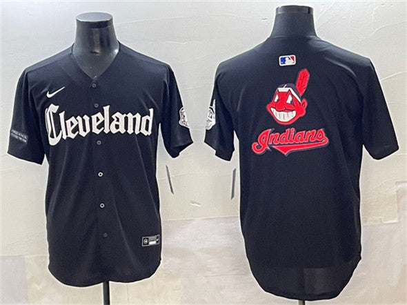Team Big Logo Cleveland Guardians black jersey