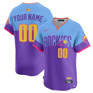 Custom Colorado Rockies blue City Connect jersey