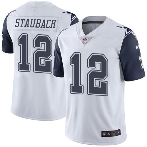 Roger Staubach Dallas Cowboys white jersey
