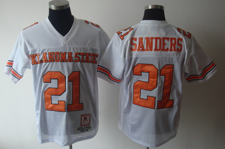 Barry Sanders Oklahoma State Cowboys white Throwback jersey