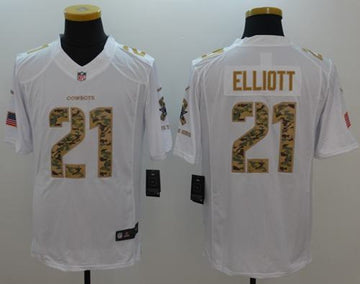 Ezekiel Elliott Dallas Cowboys white Salute To Service jersey