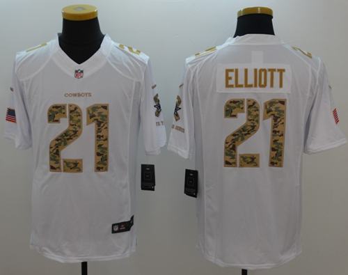 Ezekiel Elliott Dallas Cowboys white Salute To Service jersey