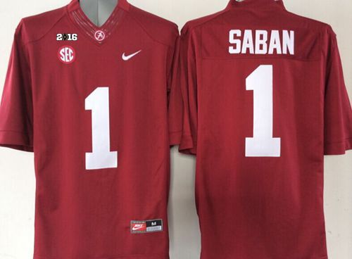 Nick Saban Alabama Crimson Tide red jersey