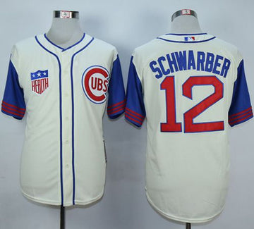 Kyle Schwarber Chicago Cubs cream-blue jersey