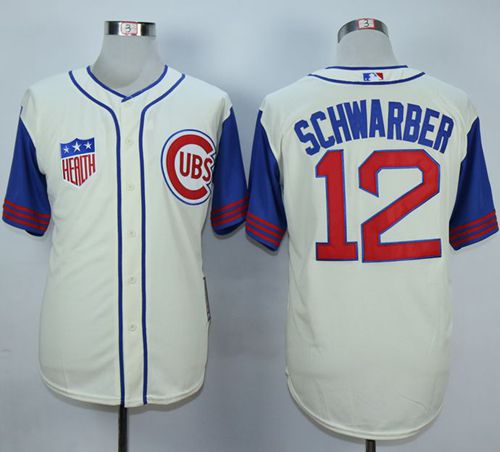 Kyle Schwarber Chicago Cubs cream-blue jersey