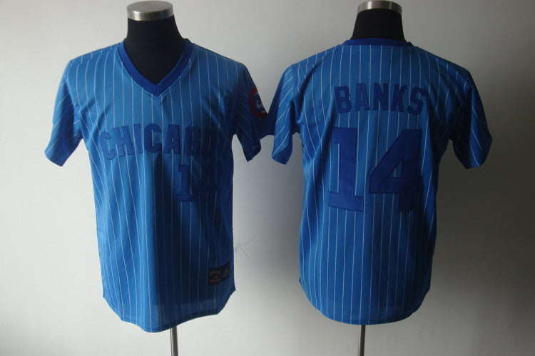 Ernie Banks Chicago Cubs blue Throwback jersey