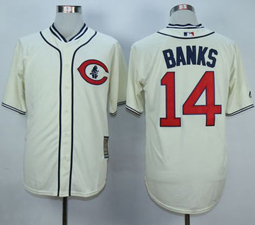 Ernie Banks Chicago Cubs cream jersey