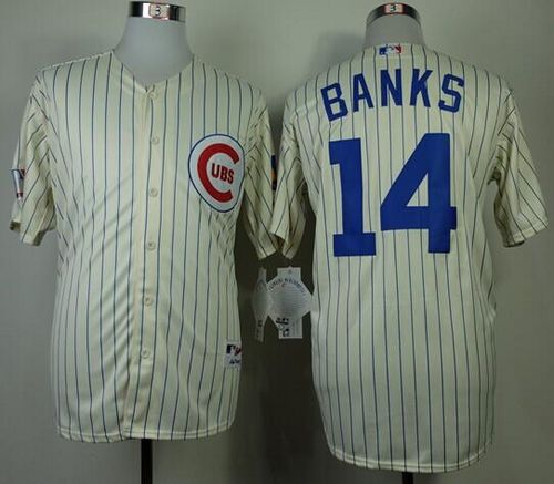 Ernie Banks Chicago Cubs cream jersey