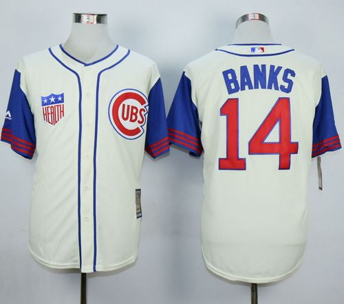 Ernie Banks Chicago Cubs cream-blue jersey