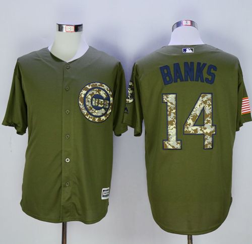 Ernie Banks Chicago Cubs green Camo jersey