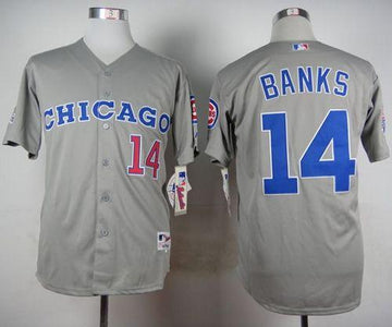 Ernie Banks Chicago Cubs grey jersey