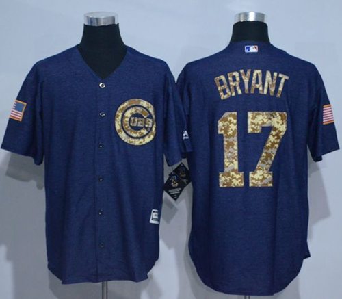 Kris Bryant Denim Chicago Cubs blue Salute To Service jersey
