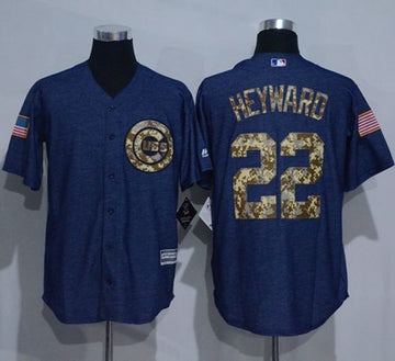 Jason Heyward Denim Chicago Cubs blue Salute To Service jersey