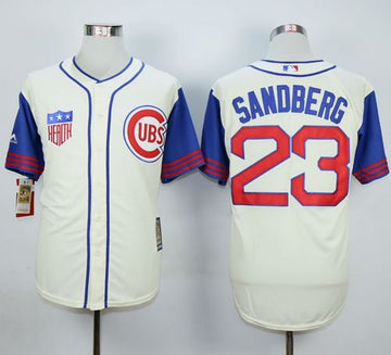 Ryne Sandberg Chicago Cubs cream-blue jersey