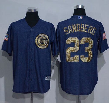 Ryne Sandberg Denim Chicago Cubs blue Salute To Service jersey