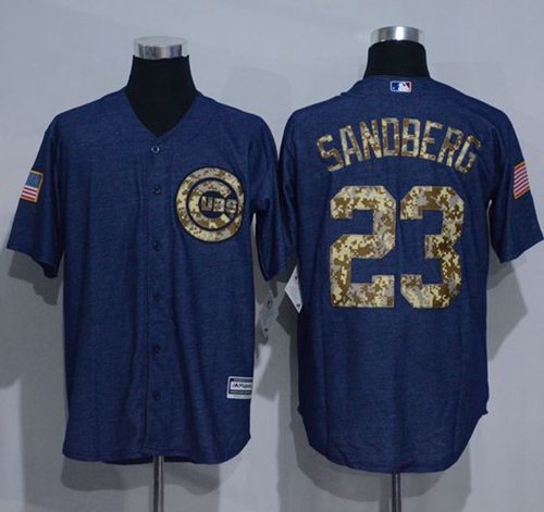 Ryne Sandberg Denim Chicago Cubs blue Salute To Service jersey
