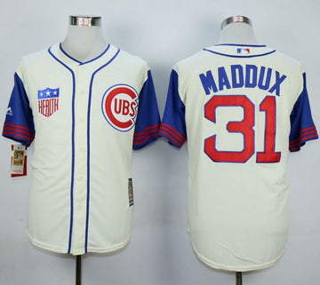 Greg Maddux Chicago Cubs cream-blue jersey