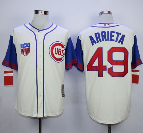 Jake Arrieta Chicago Cubs cream-blue jersey