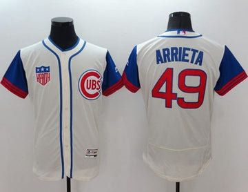 Jake Arrieta Chicago Cubs cream-blue Authentic jersey