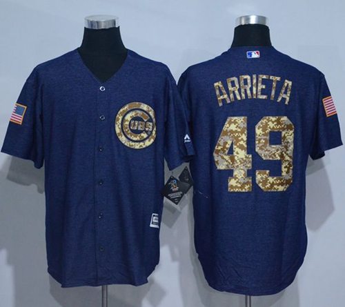 Jake Arrieta Denim Chicago Cubs blue Salute To Service jersey