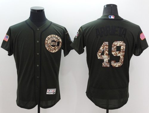 Jake Arrieta Chicago Cubs green Salute To Service jersey