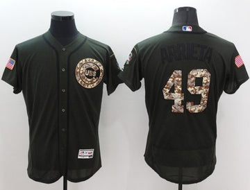 Jake Arrieta Chicago Cubs green Salute To Service jersey