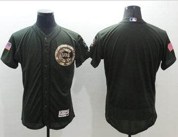 Custom Chicago Cubs green Salute To Service jersey