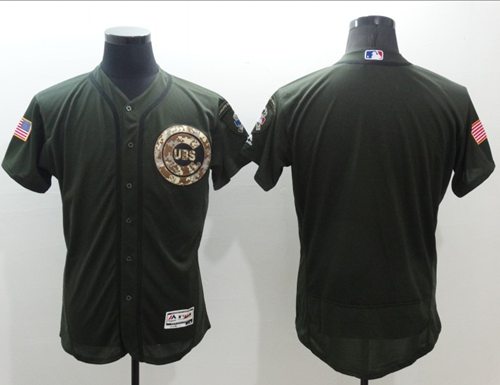 Custom Chicago Cubs green Salute To Service jersey