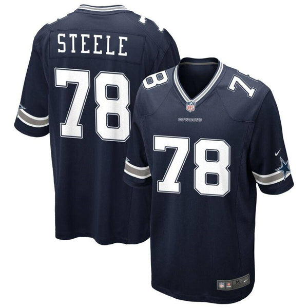 Terence Steele Dallas Cowboys navy Game jersey