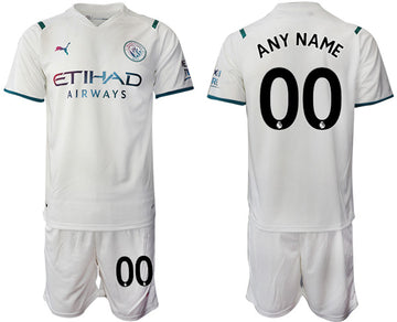 Custom Manchester City white Away jersey