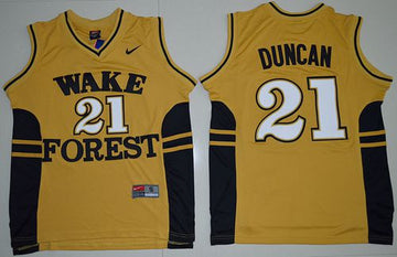 Tim Duncan Wake Forest Demon Deacons gold jersey