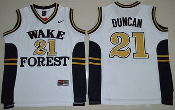 Tim Duncan Wake Forest Demon Deacons white jersey