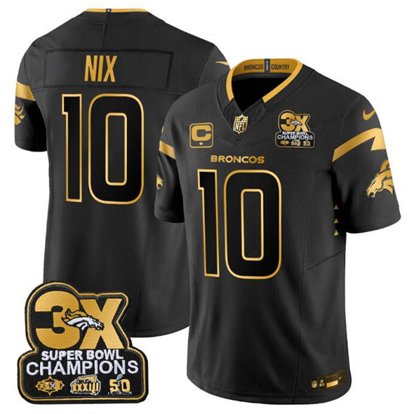 Bo Nix Denver Broncos black-gold FUSE jersey