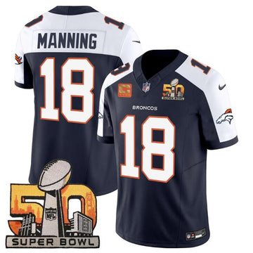 Peyton Manning Denver Broncos navy-white jersey
