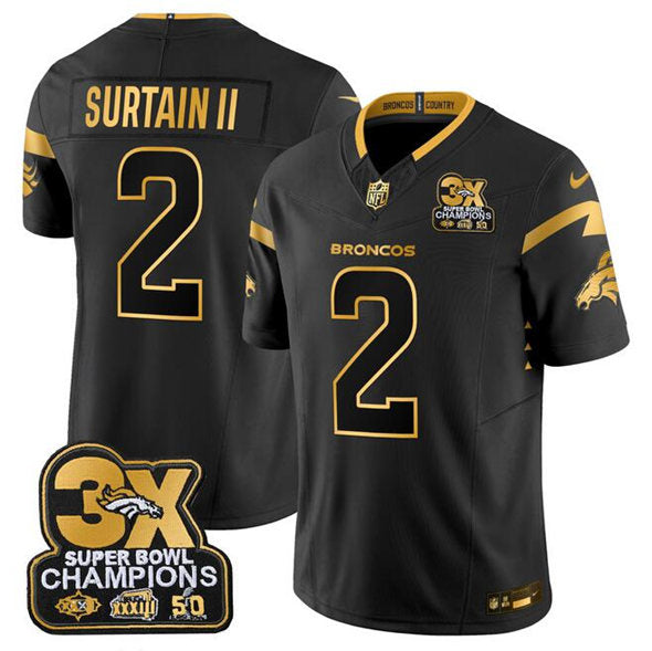Pat Surtain II Denver Broncos black-gold jersey
