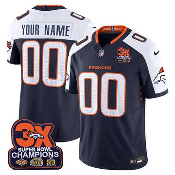 Custom Denver Broncos navy Alternate jersey