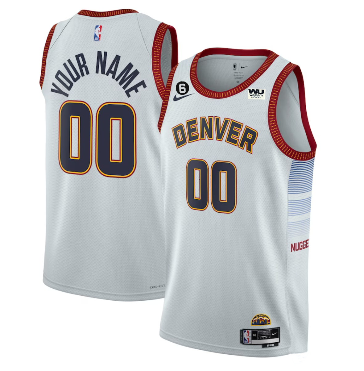 Custom Denver Nuggets white jersey