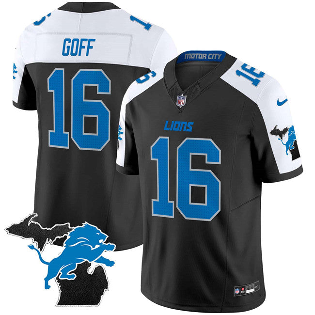 Jared Goff Detroit Lions black-white jersey