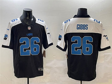 Jahmyr Gibbs Detroit Lions black-white jersey