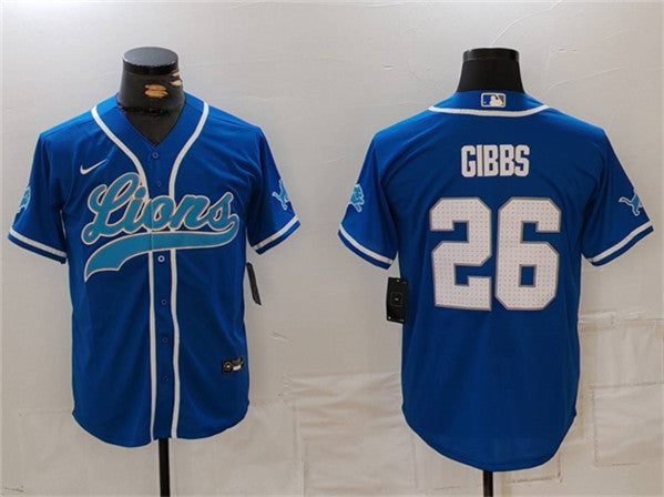 Jahmyr Gibbs Detroit Lions blue jersey