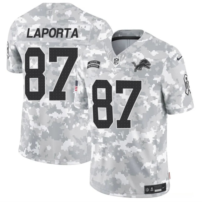 Sam LaPorta Arctic Detroit Lions camo Salute To Service jersey