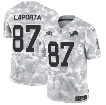 Sam LaPorta Arctic Detroit Lions camo Salute To Service jersey