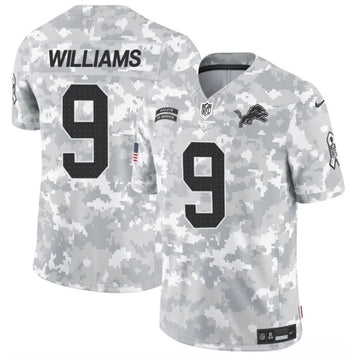 Jameson Williams Arctic Detroit Lions camo Salute To Service jersey