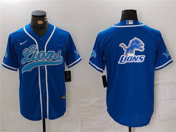 Team Big Logo Detroit Lions blue jersey